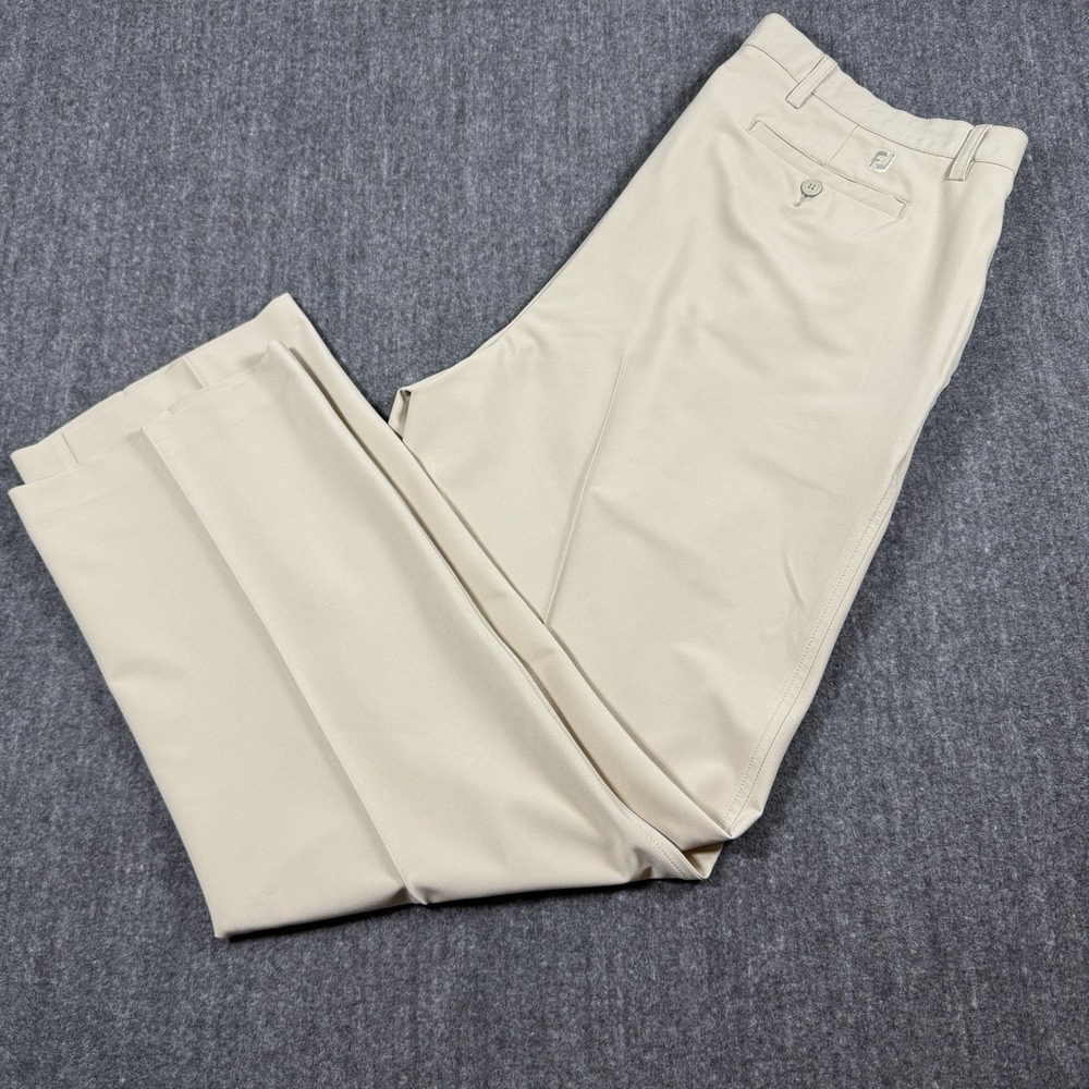 FootJoy FJ Golf Pants Mens 40x32 Beige Khaki Stretch Performance Flat Front